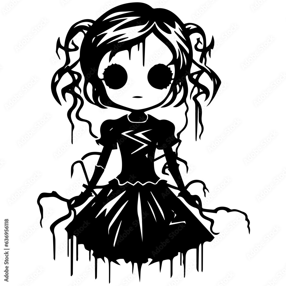 Fototapeta premium creepy doll vector illustration