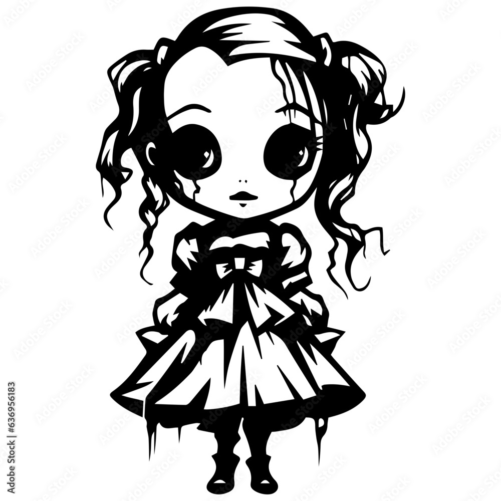 creepy doll vector illustration