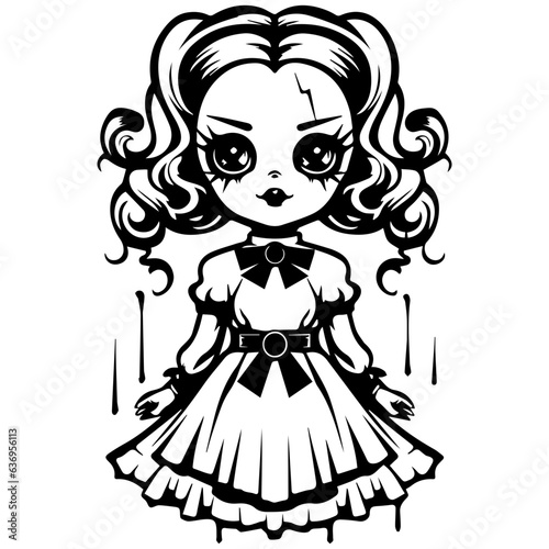 creepy doll vector illustration