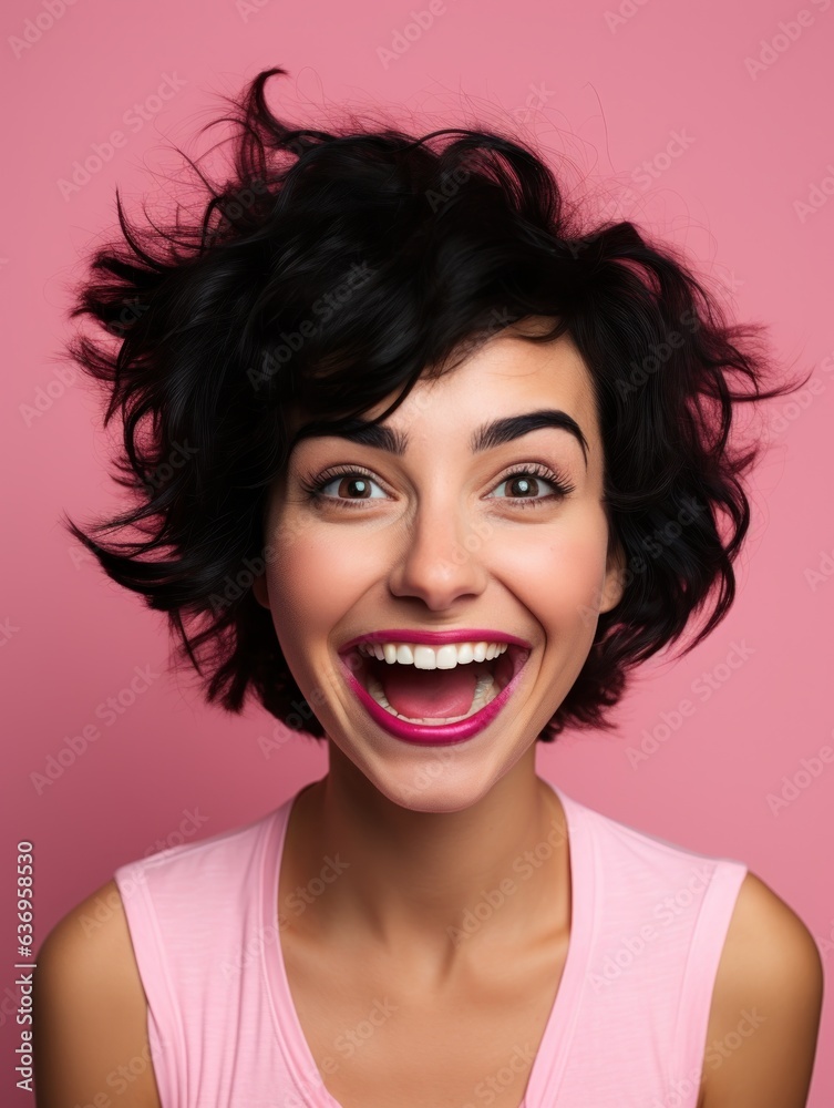 Happy woman smiling on isolated colored background Happy woman smiling on isolated colored background