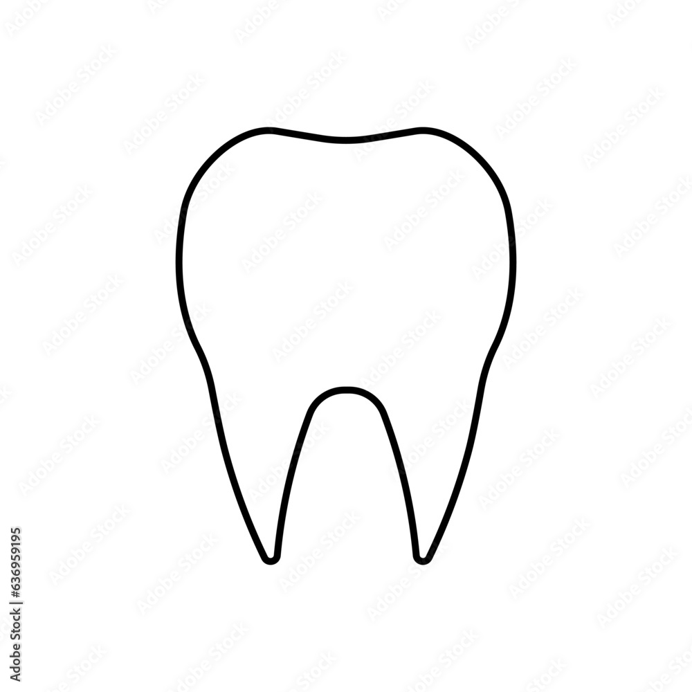 Tooth icon in line style on isolated background.Vector illustration. Tooth icon in line style on isolated background.Vector illustration.