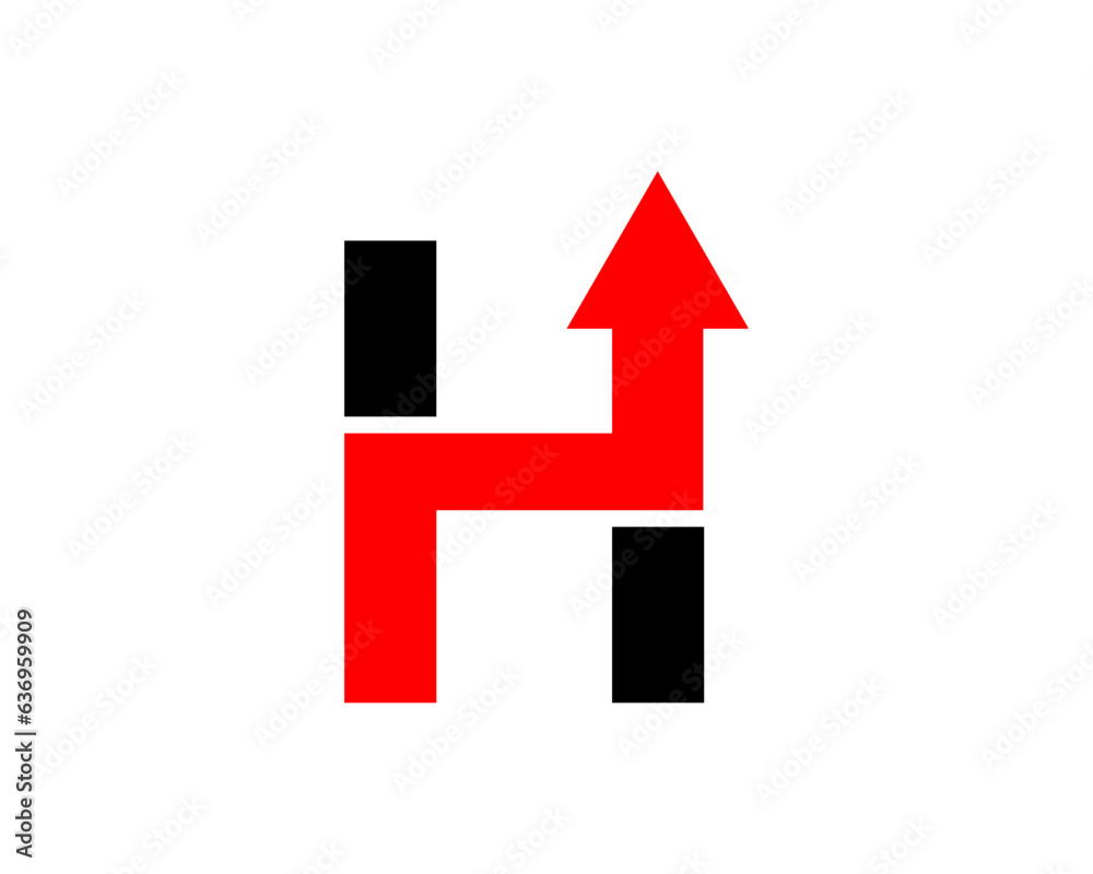 H Letter with arrow up vector illustration H Letter with arrow up vector illustration