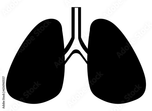 Lungs icon illustration, black on white background