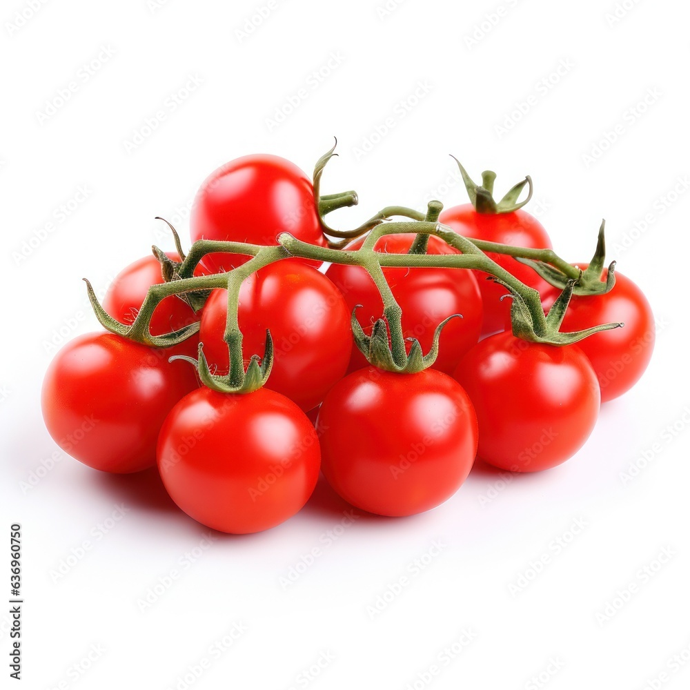 tomatoes on a branch . isolate 