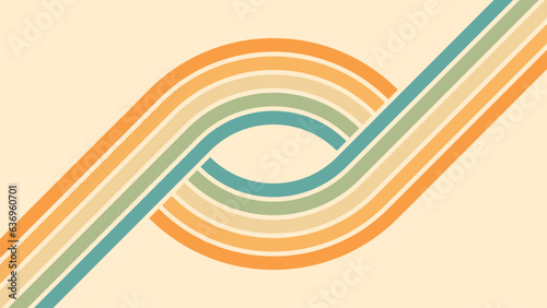 Abstract background of rainbow groovy Wavy Line design in 1970s Hippie Retro style. Vector pattern ready to use for cloth, textile, wrap and other.