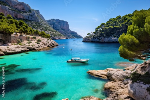 View of the sea and rocks from the high shore. Majorca