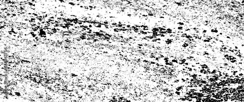 Black and white grunge texture, black streaks of paint, ink, and dirt, abstract monochrome background.