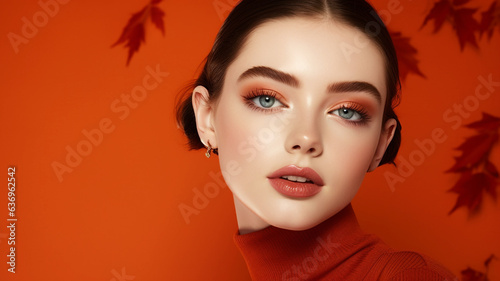 Fotografia Beautiful model with autumn leaves