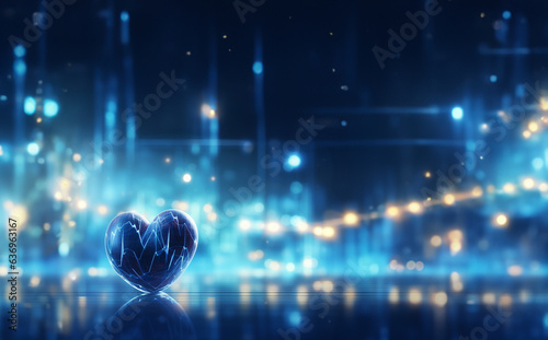 Human heart, medical digital technology, 3D illustration on colorful background. AI Generative.