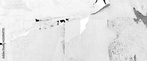 White paper ripped torn background, old grunge ripped torn white paper poster surface texture background,  blank creased crumpled posters placard grunge textures surface backdrop.
