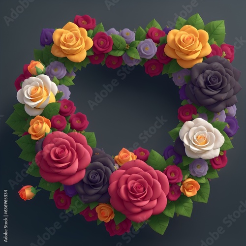 heart with flowers and butterflies