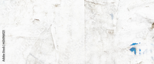 White paper ripped torn background, old grunge ripped torn white paper poster surface texture background,  blank creased crumpled posters placard grunge textures surface backdrop.