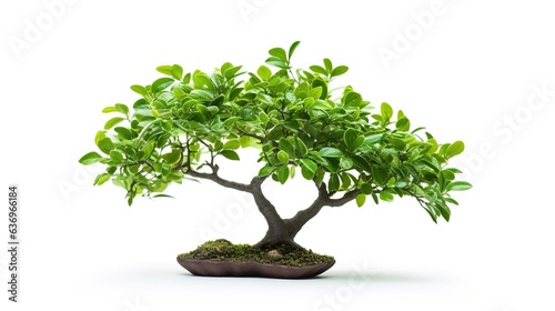 Small bonsai tree isolated on white background.Created using Generative AI technology.
