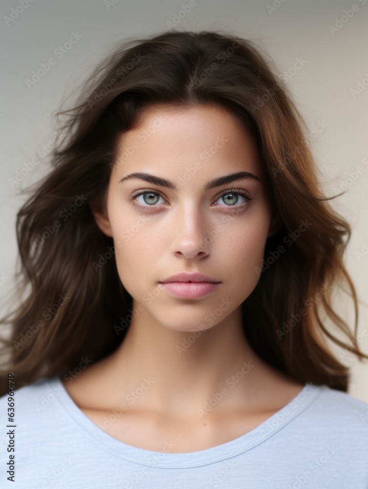 Naklejka premium Beautiful portrait woman, facing camera
