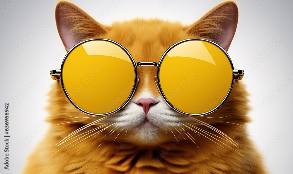 animal cat summer holiday. A kitten With Sunglasses Going to a photo shoot. Generative AI