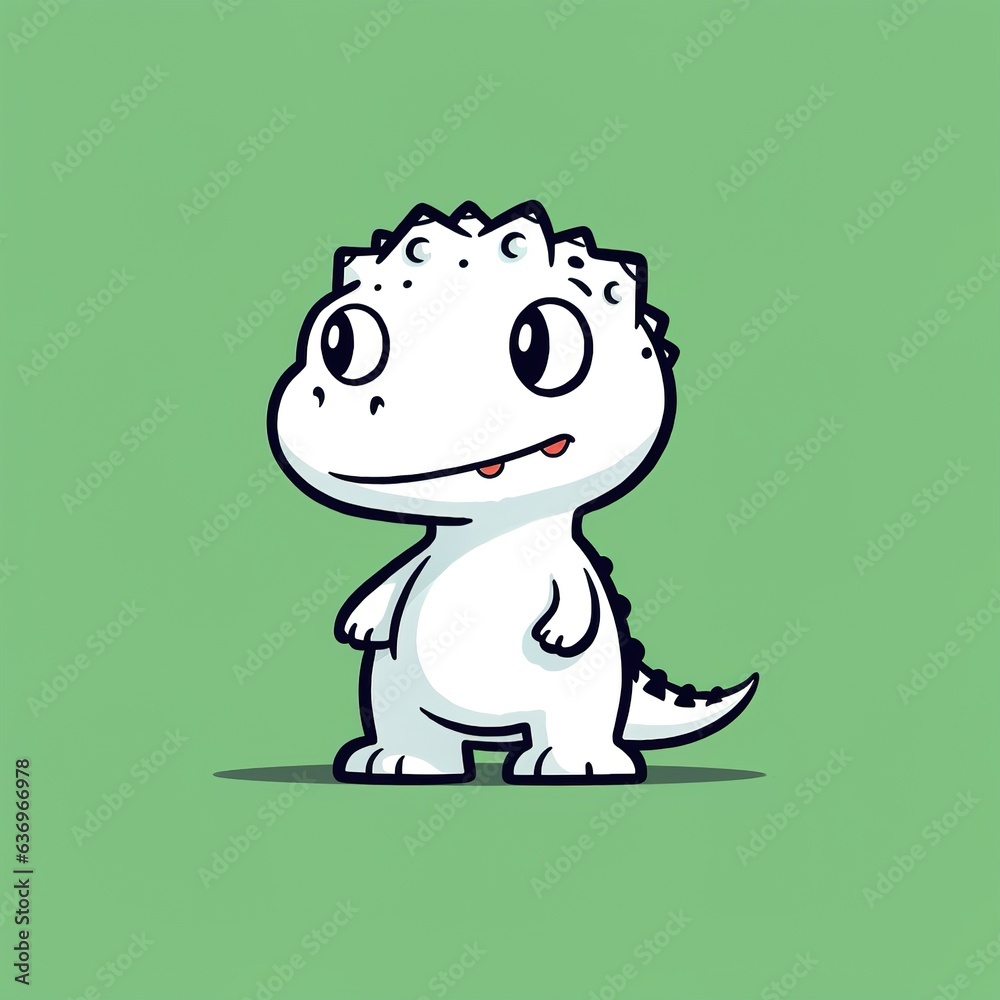 cute dinosaur cartoon smile funny green background Generative AI cute dinosaur cartoon smile funny green background Generative AI
