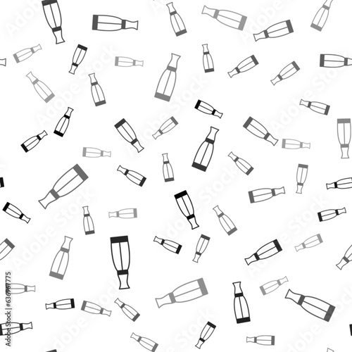 Black Vape liquid bottle for electronic cigarettes icon isolated seamless pattern on white background. Vector