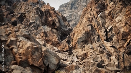 Rough and Jagged Rocky Mountain Surface, Raw Beauty in Mountain Terrain