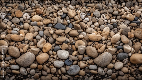 Uneven Textured Pebble Beach with Small Stones, Natural Beauty in Coastal Landscape