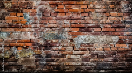 Uneven Textured Weathered Brick Wall, Aged Charm in Brickwork