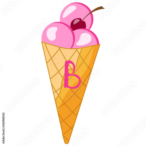 Trendy movie pink doll ice cream isolated on transparent background. Vector illustration in contemporary y2k Retro style. Groovy Ice Cream.