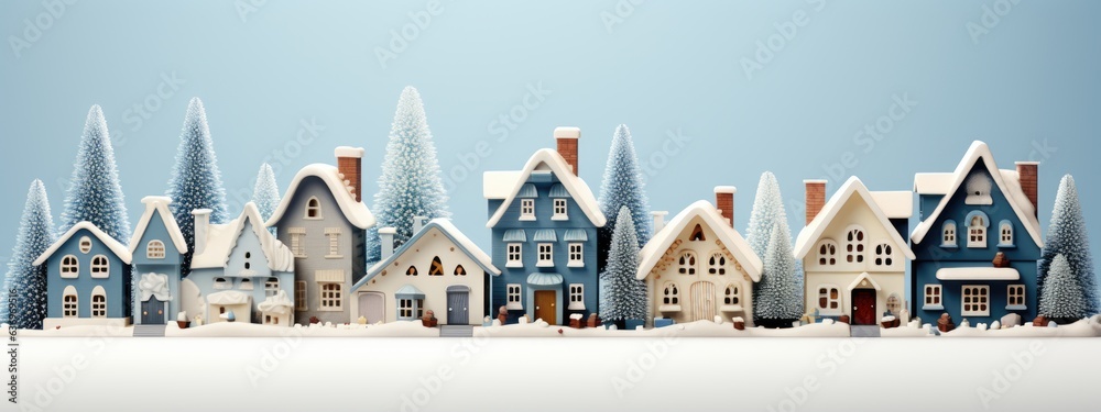 Winter houses in the snow. Christmas at home. generative ai