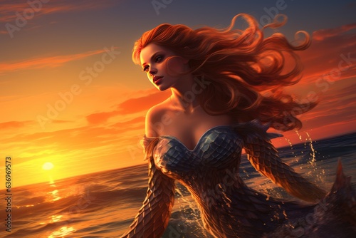Enchanting beauty of a mermaid gracefully swimming in the sea