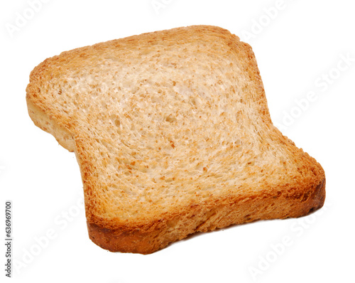 Slice of toasted bread isolated on transparent layered background.