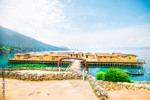 Popular tourist destination - Bay of Bones. Amazing landscape of North Macedonia  Europe. Ohrid lake.