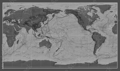 World map. Bilevel. Patterson Cylindrical projection. Meridian  180