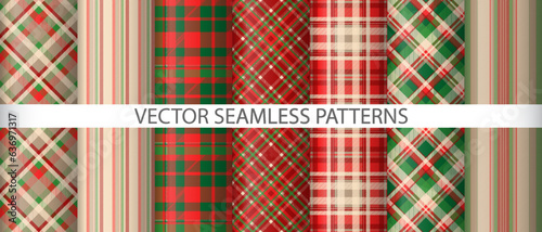 Set plaid vector background. Pattern seamless tartan. Fabric texture check textile.
