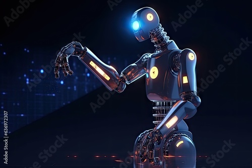 Futuristic robot with advanced artificial intelligence capabilities is showcased © YouraPechkin