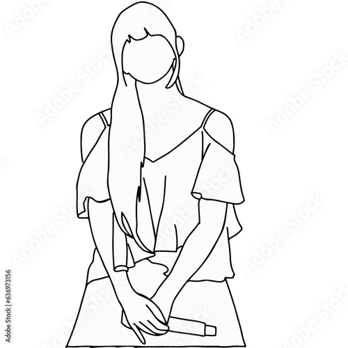 line art kpop idol on stage vector illustration