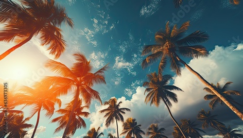 palm trees in an amazing blue day in the summer