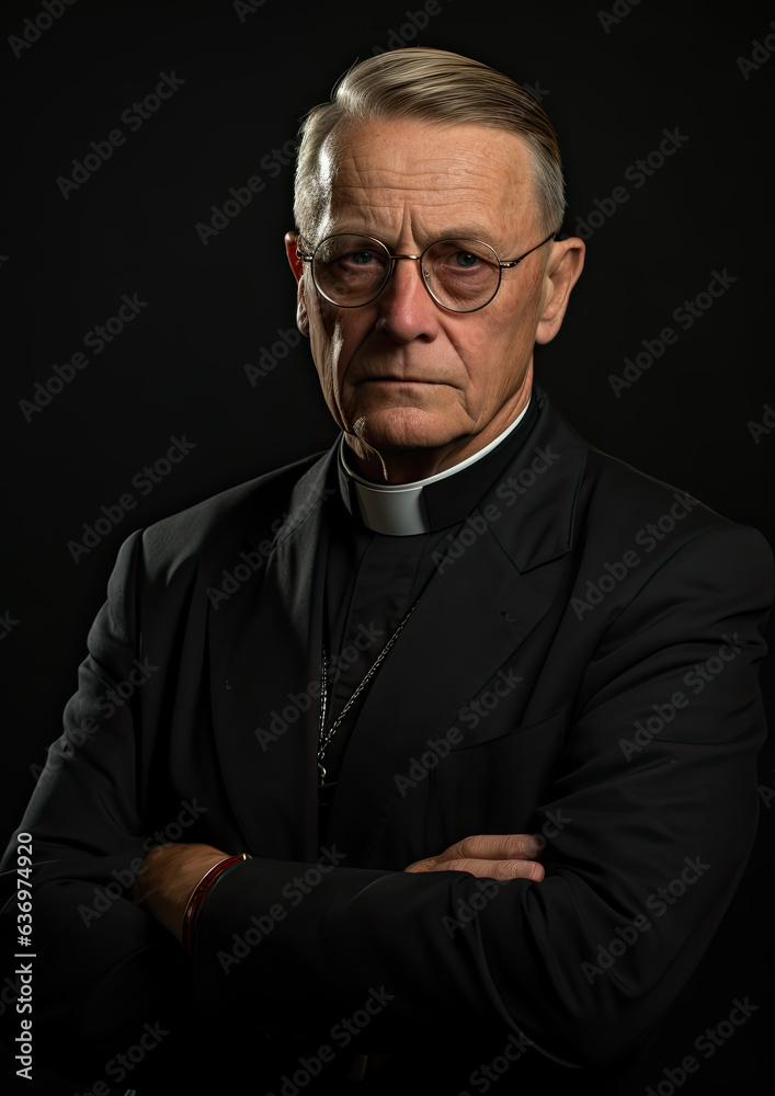 Fototapeta premium A Portrait of a Priest-Black Background