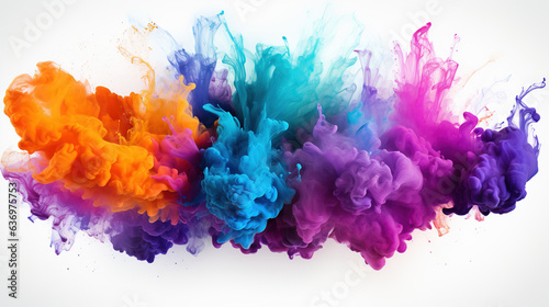 colorful vibrant rainbow holi paint color powder explosion with bright colors isolated white background