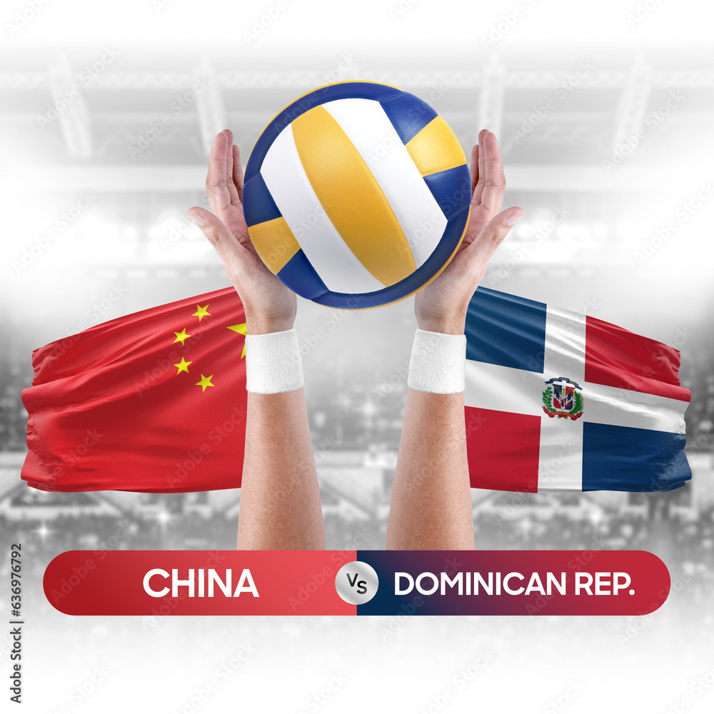 China vs Dominican Republic national teams volleyball volley ball match competition concept.
