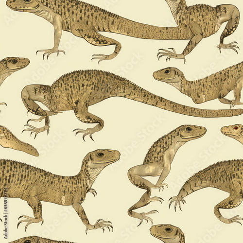 Seamless Pattern of Monitor Lizard