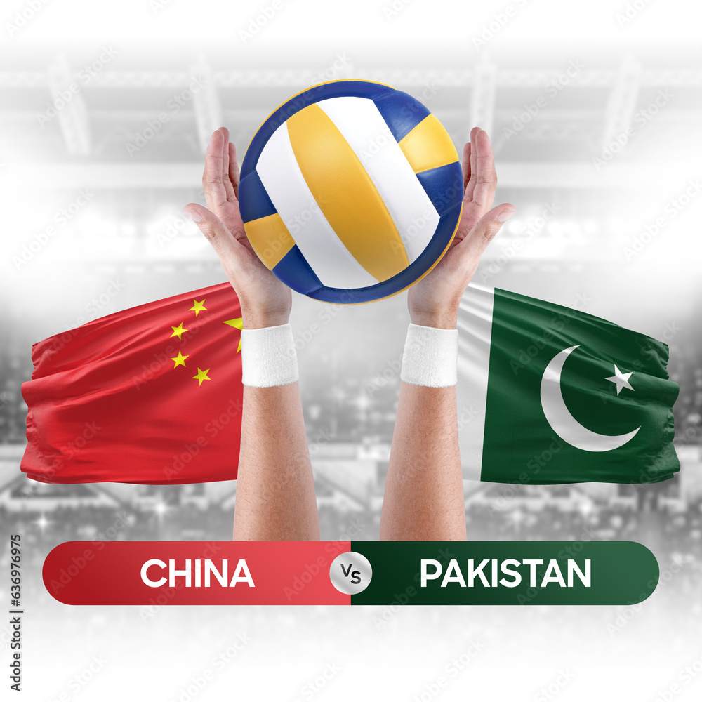 China vs Pakistan national teams volleyball volley ball match competition concept.