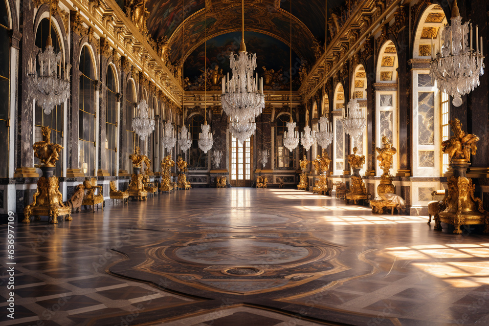 interior Palace of Versailles. AI Generated.