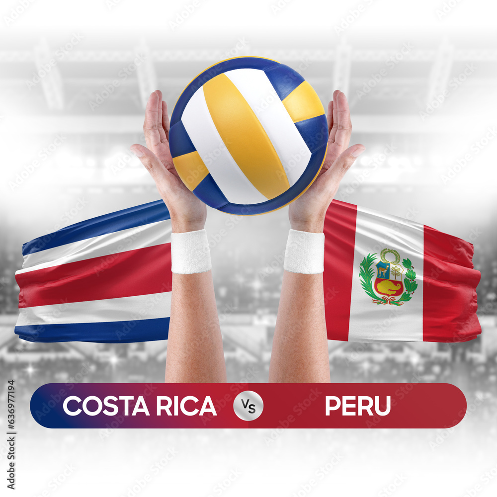 Costa Rica vs Peru national teams volleyball volley ball match competition concept.