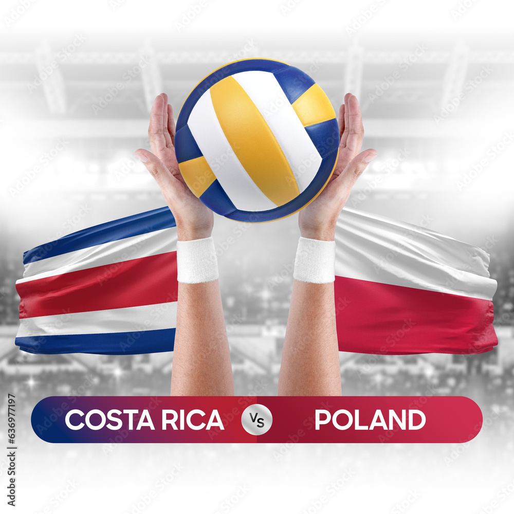 Costa Rica vs Poland national teams volleyball volley ball match competition concept.