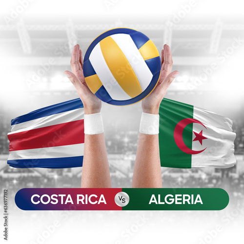 Costa Rica vs Algeria national teams volleyball volley ball match competition concept.