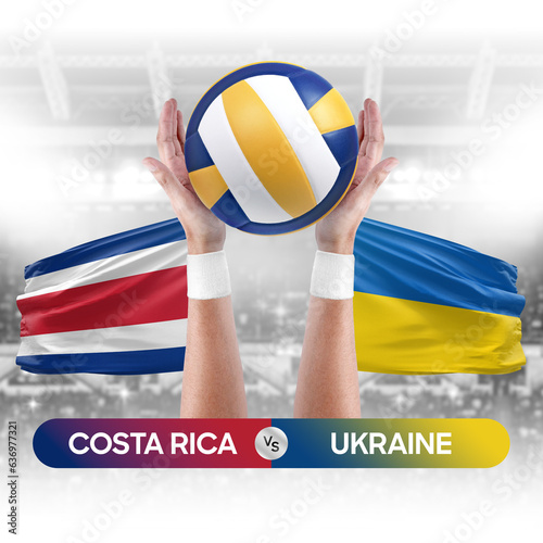 Costa Rica vs Ukraine national teams volleyball volley ball match competition concept.