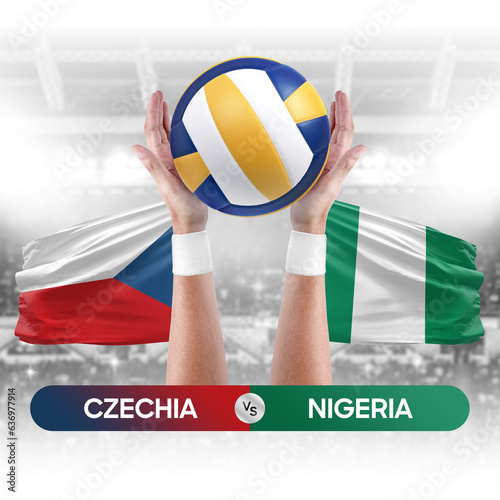 Czechia vs Nigeria national teams volleyball volley ball match competition concept.