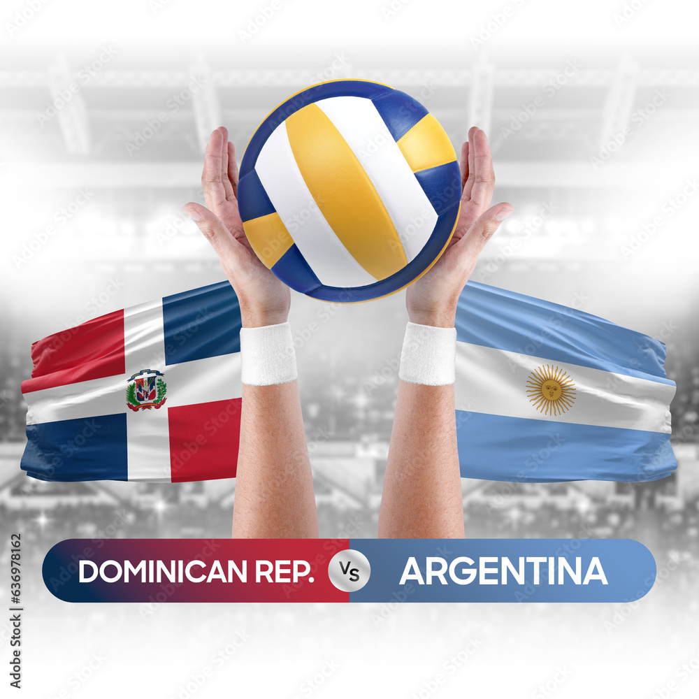 Dominican Republic vs Argentina national teams volleyball volley ball match competition concept.