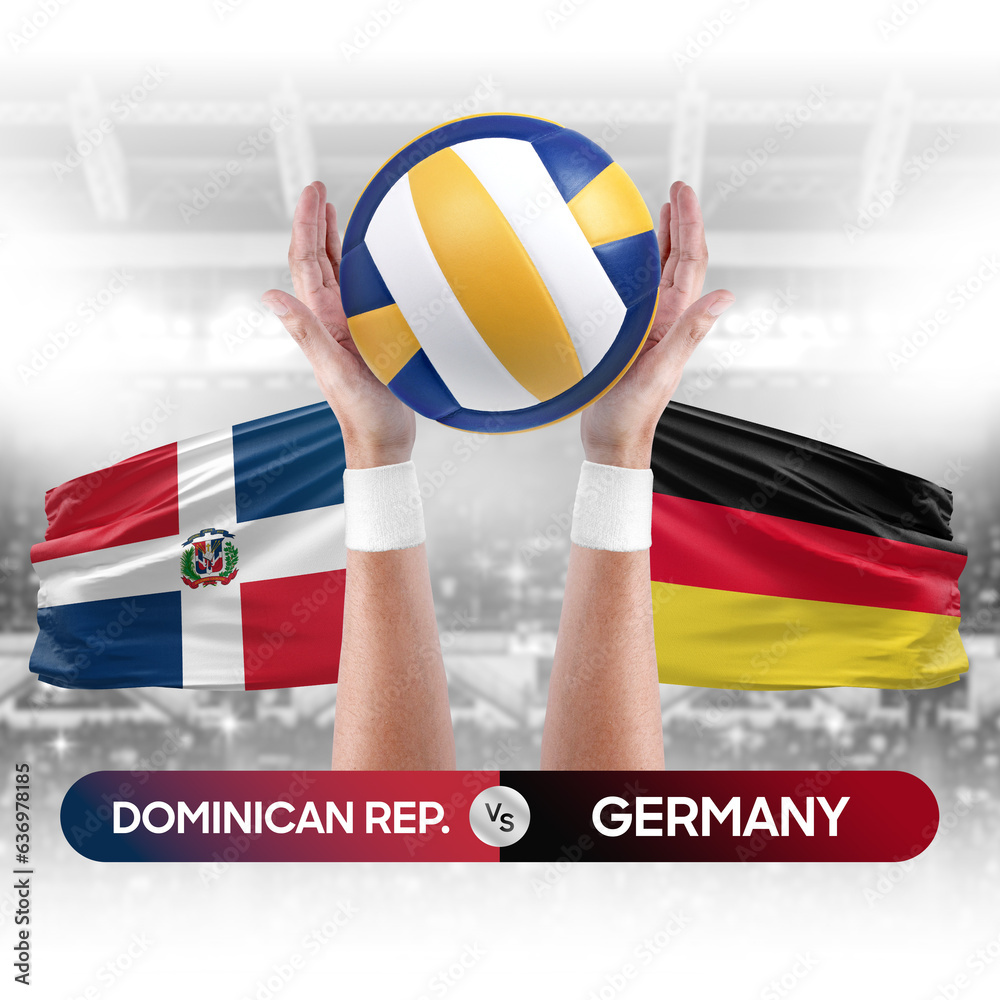 Dominican Republic vs Germany national teams volleyball volley ball match competition concept.