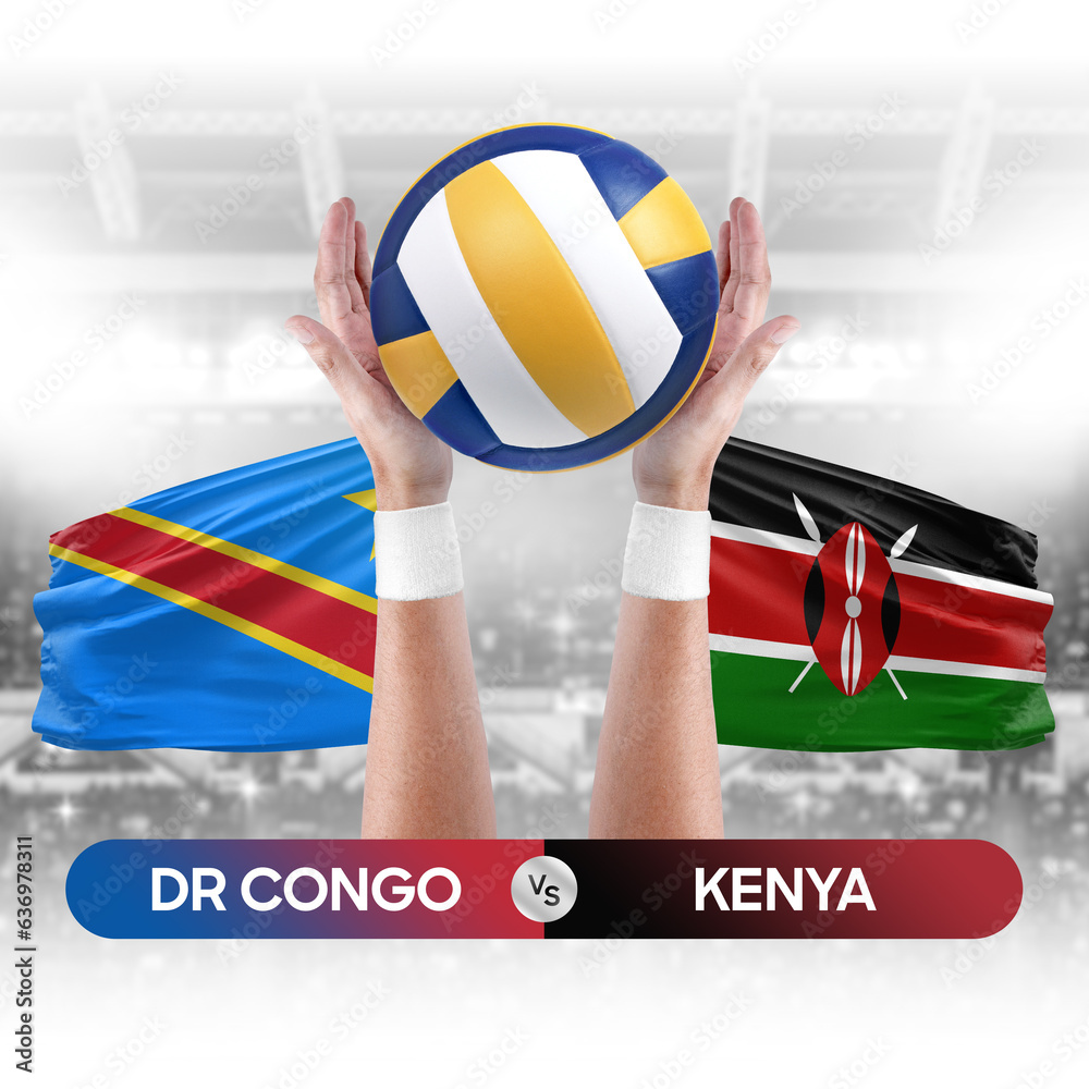Dr Congo vs Kenya national teams volleyball volley ball match competition concept.