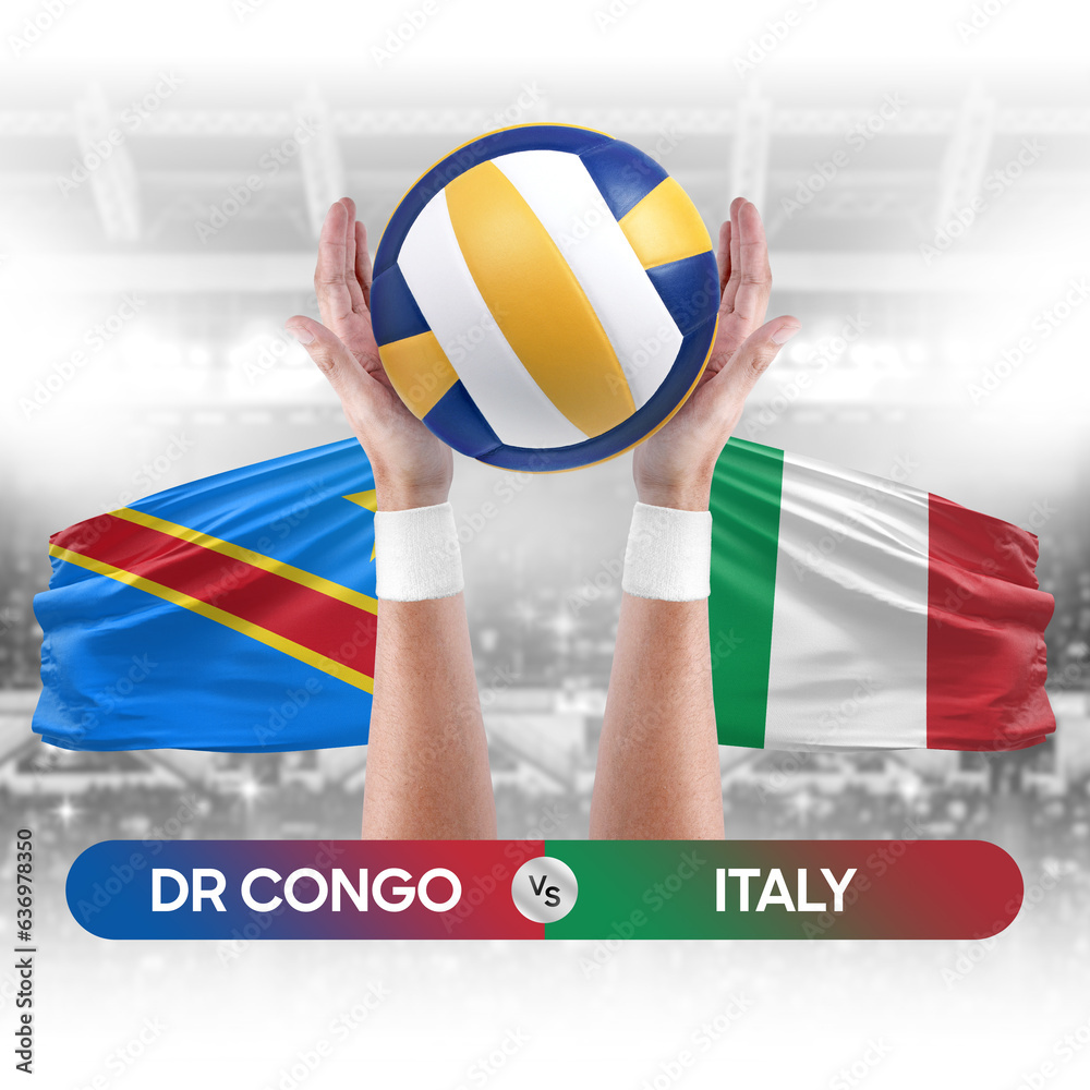 Dr Congo vs Italy national teams volleyball volley ball match competition concept.