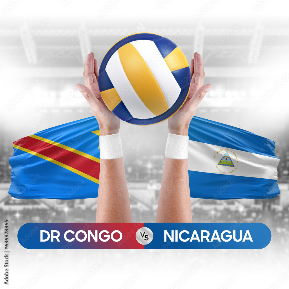 Dr Congo vs Nicaragua national teams volleyball volley ball match competition concept.